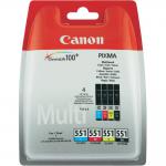Canon CLI551 Black Cyan Magenta Yellow Standard Capacity Ink Cartridge Multipack 4 x 7ml (Pack 4) - 6509B009 CACLI551MULTI