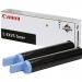 The picture shows two Canon ink cartridges, specifically the EXV5 Black Standard Capacity Toner Cartridge, arranged side by side in a twinpack. The total page yield for both cartridges is 7.8k pages. The packaging is labeled with the product name and model number, 6836A002 CAIR1600.