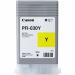 This photograph shows a yellow Canon PFI 030 ink cartridge with a capacity of 55ml. The cartridge is specifically designed for Canon printers and is compatible with a range of models. The bright yellow color is easily recognizable and indicates the high-quality ink inside.