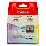 Canon PG510 CL511 Black Tri-Colour Standard Capacity Ink Cartridge Multipack 2 x 9ml (Pack 2) - 2970B010 CAPG510/CL511