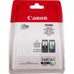 Canon PG- 560CL-561 Black & Colour Standard Ink Cartridge 1 x 7.5ml + 3 x 8.3ml + Photo Paper 100 x 150mm 50Pk - 3713C008 CAPG560CL561PVP