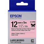 Epson LK-4PBK Black on Pink Satin Ribbon Label Cartridge 12mm x5m - C53S654031 EPC53S654031