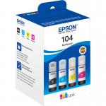 Epson 104 EcoTank Black Cyan Magenta Yellow Ink Bottle Multipack 4.5k + 3 x 7.5k pages (Pack 4) - C13T00P640 EPT00P640