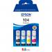 Epson 104 EcoTank Black Cyan Magenta Yellow Ink Bottle Multipack 4.5k + 3 x 7.5k pages (Pack 4) - C13T00P640 EPT00P640