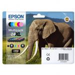 Epson 24XL Elephant Black Cyan Magenta Yellow High Yield Ink Cartridge Multipack 10ml + 5 x 8.7ml - C13T24384011 EPT24384010
