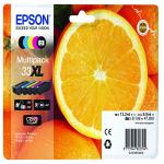 Epson 33XL Oranges Black Photo Black Cyan Magenta Yellow High Yield Ink Cartridge Multipack 2 x 12.2ml + 8.1ml + 2 x 8.9ml (Pack 5) - C13T33574011 EPT33574010