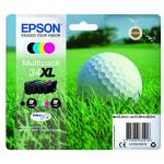 Epson 34XL Golfball Black Cyan Magenta Yellow High Yield Ink Cartridge Multipack 16ml + 3 x 11ml (Pack 4) - C13T34764010 EPT34764010