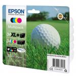 Epson 34XL Golf Ball Black Cyan Magenta Yellow High Yield Ink Cartridge Multipack 16.3ml + 3 x 4.2ml (Pack 4) - C13T34794010 EPT34794010
