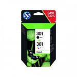 HP 301 Black Standard Capacity Tricolour Ink Cartridge 170 pages 3ml 150 pages 3ml Twinpack - N9J72AE HPN9J72AE