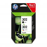 HP 302 Black Tri- Colour Standard Capacity Ink Cartridge Twinpack 170 pages + 150 pages (Pack 2) - X4D37AE HPX4D37AE