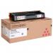 The picture shows a Ricoh C310E magenta standard capacity toner cartridge with the product code 406481. The cartridge is designed for SP C232DN printers and can print up to 6,000 pages. It is a bright magenta color and has the Ricoh logo on the side. The packaging is simple and professional, with clear labeling and a picture of the printer it is compatible with.
