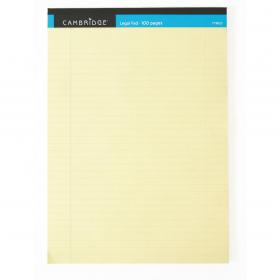 Cambridge Legal Pad Headbound Ruled Margin Perforated 100pp A4 Yellow Paper Ref 100080179 [Pack 10] F79025