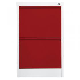 Phoenix FC Series FC1002GRK 2 Drawer Filing Cabinet Grey Body Red Drawers with Key lock FC1002GRK