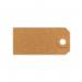 The photograph shows a pack of 1000 unbranded, 108 x 54mm buff-colored tagging tags with accompanying tagging guns. The tags are unstrung and single, with no product codes visible. The background is a light color, possibly a table or counter.