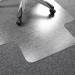This photo depicts a Cleartex chair mat from Floortex, made of PVC and designed for use on carpeted floors. The mat is clear, measuring 1200x900x2.2mm, and features a lipped design.