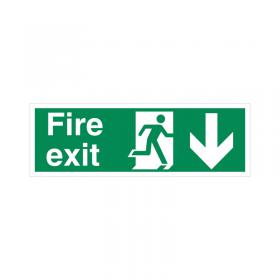 5 Star Fire Exit Run Man Arrow Down Sign Vinyl 150x450 SP124SAV4515 FS00581