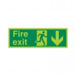 5 Star Fire Exit Run Man Arrow Down Sign Plas 150x450 VPSP124SRP4515 FS00593