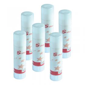 5 Star Solid Adhesive Glue Stick Washable Non-toxic Medium 20g (Pack of 6) 108232 FS108232