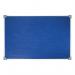 The image shows a vibrant blue felt noticeboard with an aluminium trim, measuring 900x600mm. It is adorned with five stars labeled as 5 Star Noticeboards and 5 Star Office, and comes with fixings for easy installation.