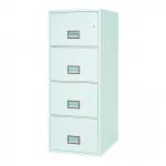 Standing tall and sturdy, this 4-drawer filing cabinet features a sleek Phoenix Fireproof exterior and a key lock for added security. Its fire retardant design ensures that important documents are well-protected.
