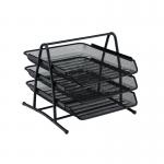 5 Star Office Mesh Letter Tray 3 Tier Scratch Resistant Stackable Front Load Portrait Foolscap Black FS288102