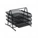 5 Star Office Mesh Letter Tray 3 Tier Scratch Resistant Stackable Front Load Portrait Foolscap Black FS288102