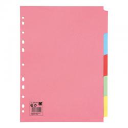 5 Star 5-Part Subject Divider A4 Recycled Card Multipunched 155gsm Assorted 295160 FS295160