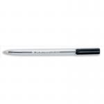 The photograph shows fifty 5 Star Ballpoint Pens with clear barrels and medium 1.0mm tips. The pens have a 0.7mm black line and are lined up neatly in a pack. They are ideal for any writing tasks and have a sleek and professional appearance.
