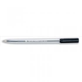 5 Star Ball Pen Medium 1mm Tip 0.7mm Line Clear Barrel Black (Pack of 50) 295187 FS295187