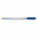 This photo shows a pack of 50 5 Star ballpoint pens, each with a clear barrel, medium 1.0mm tip, and 0.7mm blue line. The pens are neatly arranged in rows and ready for use.