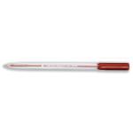 5 Star Office Ball Pen Clear Barrel Medium 1.0mm Tip 0.7mm Line Red (Pack of 50) FS295209