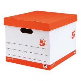 5 Star Storage Box with Lid Self-Assembly 321x392x291mm RedWhite (Pack of 10) 295276 FS295276