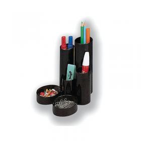 5 Star 6 Compartment Desk Tidy Black 295861 FS295861