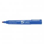 5 Star Office Permanent Marker Xylene/Toluene-free Smear proof Bullet Tip 2mm Line Blue (Pack of 12) FS296085