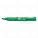 This image features a pack of 12 5 Star Office Permanent Markers with a green color. These markers have a bullet tip and are Xylene and Toluene-free for a smear-proof writing experience.