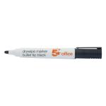 5 Star Office Drywipe Marker Xylene/Toluene-free Bullet Tip 3mm Line Black [Pack 12] 296123