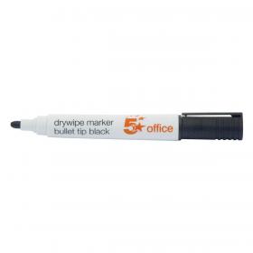 5 Star Office Drywipe Marker XyleneToluene-free Bullet Tip 3mm Line Black (Pack of 12) FS296123