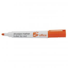 5 Star Office Drywipe Marker Xylene/Toluene-free Bullet Tip 3mm Line Red (Pack of 12) FS296131