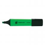 The image shows a pack of 12 5 Star Office highlighters with a chisel tip, in the color green. Each highlighter can make lines of 1 to 5mm in thickness, making them perfect for precise highlighting. The 5 Star logo can be seen on the cap of each highlighter.