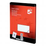 A pack of 5 Star Multipurpose Labels contains 1400 white labels, perfect for use with laser printers, copiers, and inkjet printers. Each label is 99.1x38.1mm in size, making it versatile for a variety of labeling needs. The labels are neatly stacked and packaged, ready for use in any office setting.