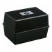 The image shows a black 5 star office card index box with a capacity for 250 cards. The box is neatly organized with labeled dividers and index cards. The 5 star logo is prominently displayed on the front. A professional and efficient tool for organizing and storing important information.