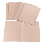 The picture shows a stack of 100 5 Star Eco Square Cut Files in buff color. They are made of 170gsm recycled material and are in foolscap size. Each file has a square cut design and is branded with the 5 Star Office logo. The files are neatly organized and ready for use.