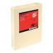This photo features a pack of 500 ream-wrapped, 80gsm A4 light cream colored copier paper from 5 Star Office. Each sheet has a smooth texture and is suitable for use with various printers and photocopiers. The pack is wrapped in plastic with a 5 star logo on it. The paper has a light, cream-colored hue and is perfect for various office needs.