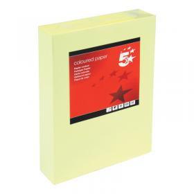 5 Star A4 Coloured Copier Paper Multifunctional 80gsm Light Yellow Ream-Wrapped (Pack of 500) 297641 FS297641