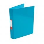 The photograph shows a set of 10 5 Star Office 2 O-Ring Binders in bright blue, each with a capacity to hold A4-sized documents. The sturdy binders feature a 5-star rating and an elegant 5 star emblem on the cover. Perfect for organizing documents at home or in the office.
