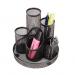 5 Star Office Desk Tidy Wire Mesh Scratch Resistant Non-Marking Base 5 Compartment DiaxH: 160x140mm Black 319612