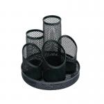 5 Star Office Desk Tidy Wire Mesh Scratch Resistant Non-Marking Base 5 Compartment Black FS319612