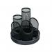 5 Star Office Desk Tidy Wire Mesh Scratch Resistant Non-Marking Base 5 Compartment Black FS319612