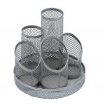 5 Star Office Desk Tidy Wire Mesh Scratch Resistant Non-Marking Base 5 Compartment Silver FS319620