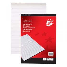 5 Star Headbound Refill Pad Ruled Punched 4 Holes 60gsm 160 Page A4 Red (Pack of 10) 330062 FS330062